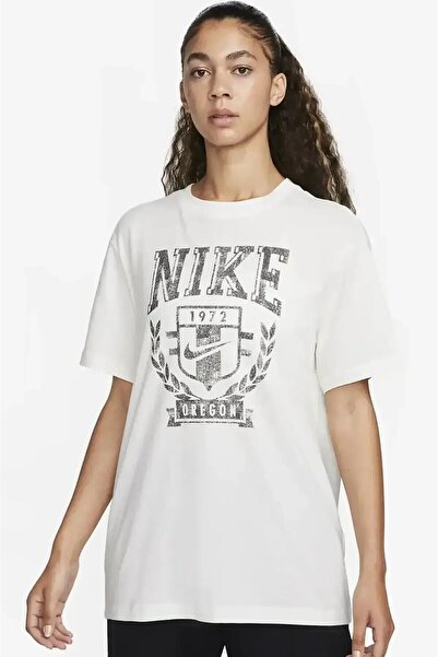 Nike Sportswear Fleece Loose Fit Off White Color Cotton Women's T-Shirt