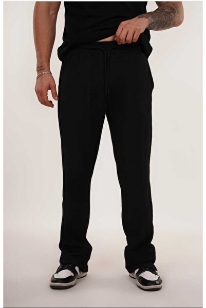 yx yustex sport Pantaloni de sport negri Walker largi, largi, cu 2 fire, gros...