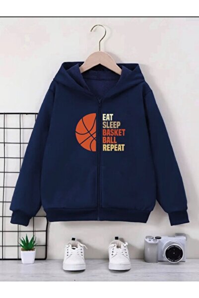 MORNİNG KİDS Cardigan cu fermoar cu glugă, albastru bleumarin, pentru băiat