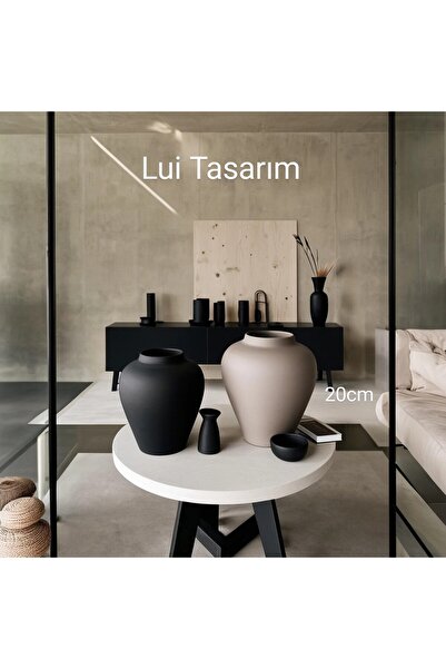 Lui Tasarım İskandinav Tarzı Bohem Trend Vizon 20 Cm Ahşap Dekor Vazo