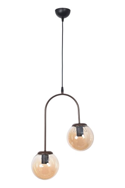 Modavize Janin Modern Salon - Mutfak - Yatak Odası Sarkıt Kahverengi Renk Gövde Bal Cam 2 Li Avize