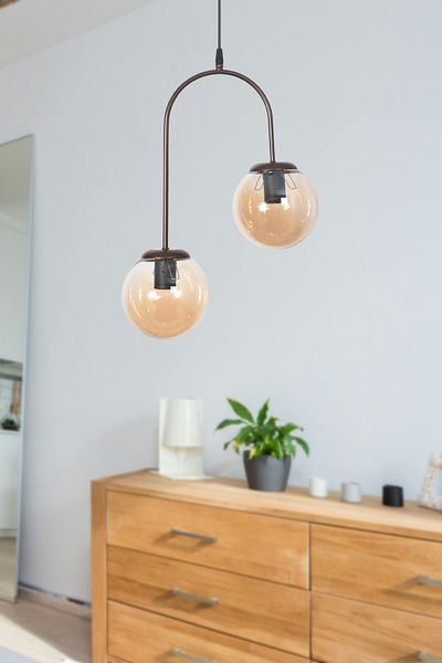 Modavize Janin Modern Living Room - Kitchen - Bedroom Pendant Lamp Brown Color Body Honey Glass Chandelier of 2