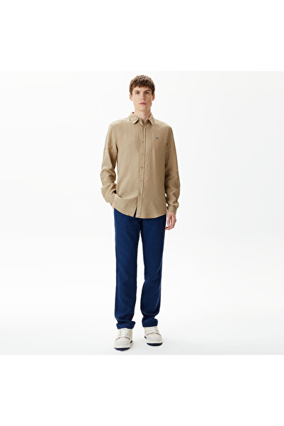 Lacoste Erkek Regular Fit Keten Bej Gömlek