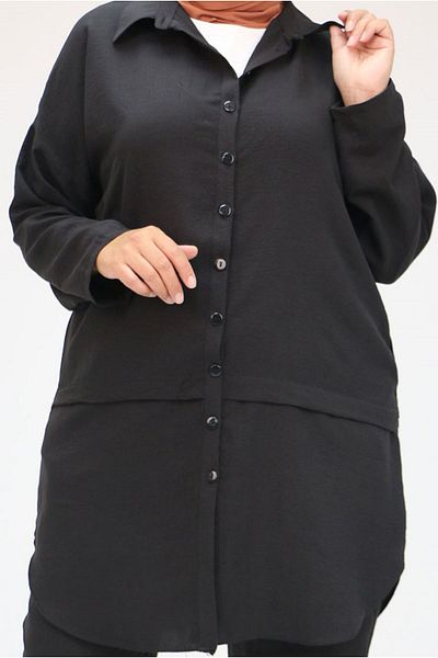 Moda Rosa 24y47063 Black Plus Size miracle Pants Set - Front Placket