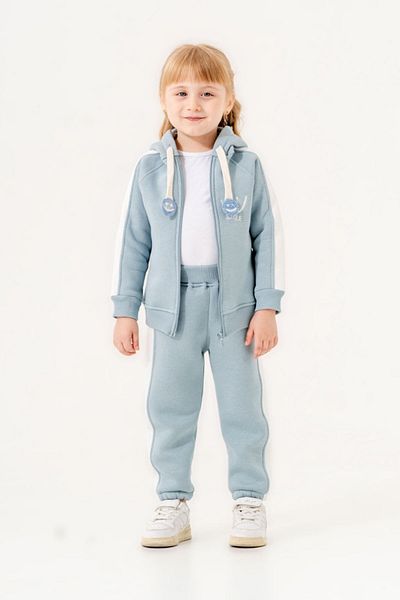 HAUSEkids بدلة كارديجان Smile Block للفتيات من عمر 6 إلى 9 سنوات - أزرق فاتح