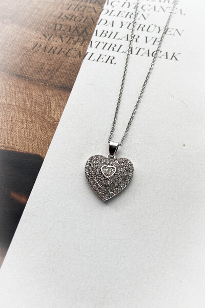 roshel قلادة من الفولاذ المقاوم للصدأ ذات سلسلة رفيعة ومزينة بالأحجار، خياران...