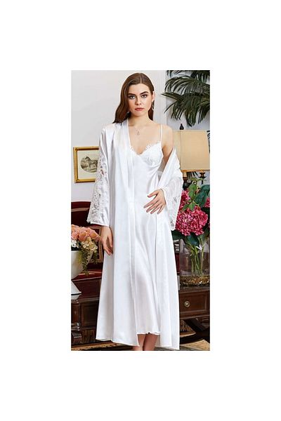 Jeremi 1025 Dowry Silk Satin Lace Long Set of Six - Ecru