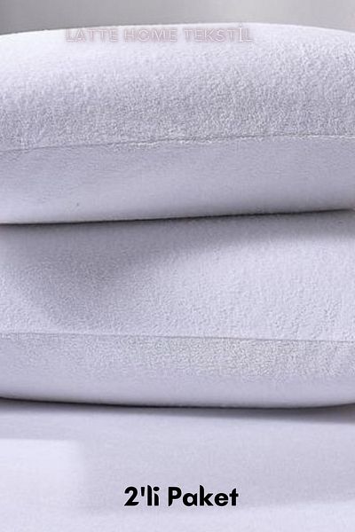 LATTE TEKSTİL White Colored, Cotton, Liquid Proof Cushion Mat and Pillow Protector (50 X 70 cm) 2 Pieces