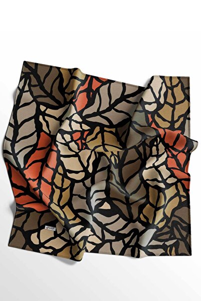 Zerruba Turuncu Desenli Pamuk Eşarp