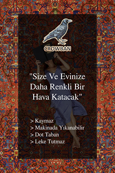 CROWBAN Kaymaz Taban Makinada Yıkanabilir Salon Halısı Mutfak Yuvarlak Halı Bohem Cool Halı Yolluk