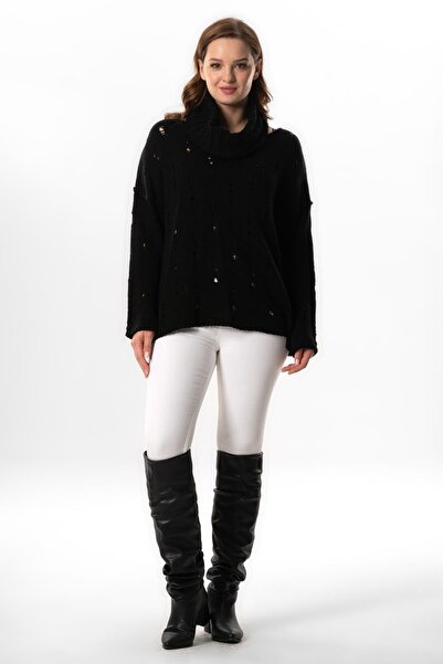 Eliş Şile Bezi Uzun Kol Yadigar Sonbahar ve Kışlık Geniş Boğazlı Triko Bluz S...