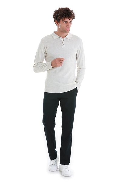 Hatemoğlu Beige Regular Fit Plain Polo Neck Knitwear Sweater
