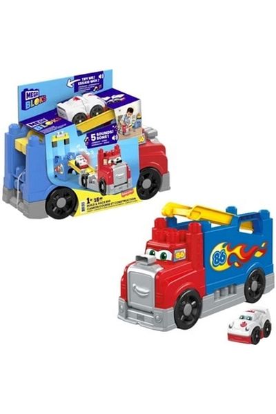 LEGO Mega Bloks Vehicle and Truck Game Set, For Children Aged 1-5 Years, Block Toys Composed of 16 Pieces F