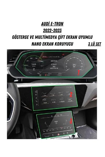 UniqAnatolia Nano Screen Protector Compatible with Audi E-Tron 2022 2023 Instrument and Multimedia Dual Screen