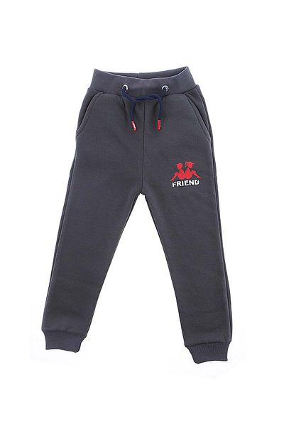 friend kids 10 Years Friend Printed Cotton Trousers - Smoked, Elastic Waist Frnd 00000047