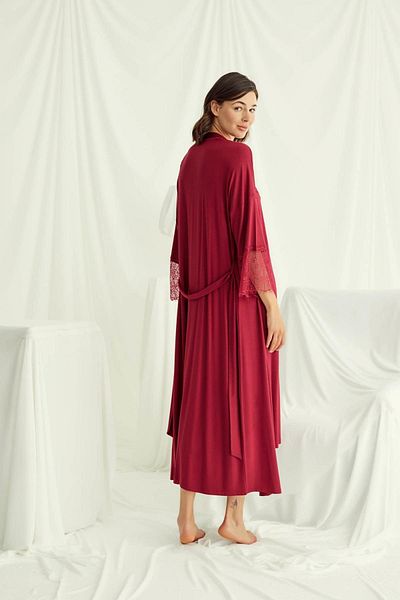 MONAMİSE Monamise 18520 Women's Rope Strap Nightgown Dressing Gown Set-Red