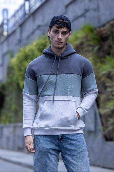 Oksit Мъжки суитшърт с качулка Luan Triple Thread Cotton Patchwork