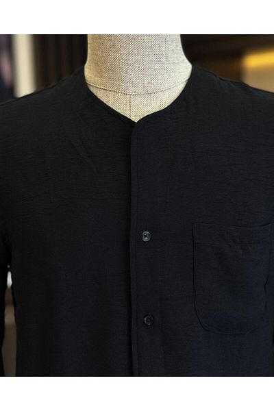 TerziAdemAltun Мъжка риза Slim Fit без яка - италиански стил T11872