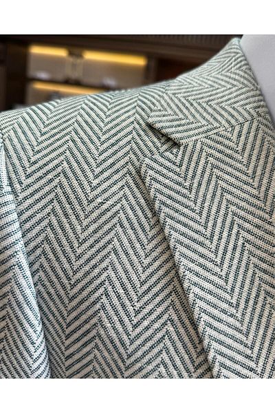 TerziAdemAltun Green Slim Fit Italian Style Men's Mono Jacket - T11534