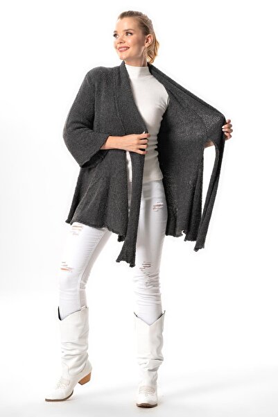 Eliş Şile Bezi Фумі кольоровий осінній та зимовий трикотажний кардиган - довгі рукави та деталі Vahide