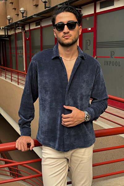 inpool Starboy Style Оксамитова сорочка - Сорочка з коміром, на ґудзиках, стандартний крій 1613