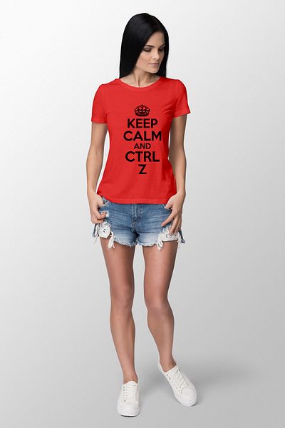 Tshirthane Tricou galben pentru femei, slim, cu imprimeu Ctrl Z