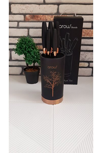 AROW hayat ağacı siyah 6 parça bıçak seti paslanmaz