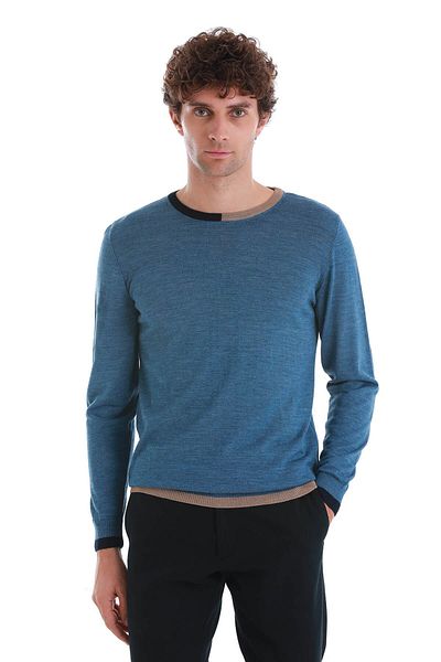 Hatemoğlu indigo Πλεκτό πουλόβερ με κανονική εφαρμογή Jacquard Crew Neck Wool
