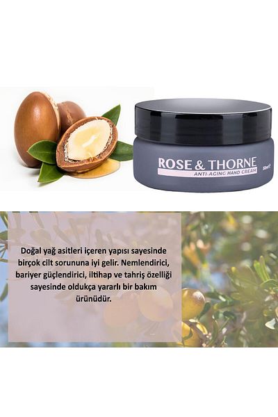ROSE & THORNE Hand Skin Care Cream Anti-Aging 50 ml Moisturizing Argan Oil Hyaluronic Acid Collagen