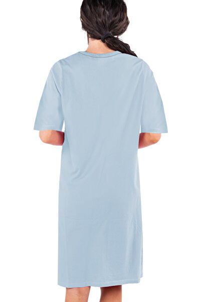 ROCKANDROLL Angel Nirvana, albastru deschis, cu decolteu în V, cu jumătate de mânecă, până la genunchi, rochie confortabilă acasă, cămașă de noapte