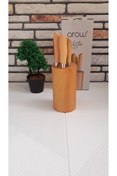 AROW 6 parça ahşap standlı bıçak seti paslanmaz