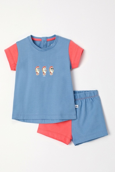 Woody Pamuklu Kız Bebek Pijama-Bst - 818-Mavi
