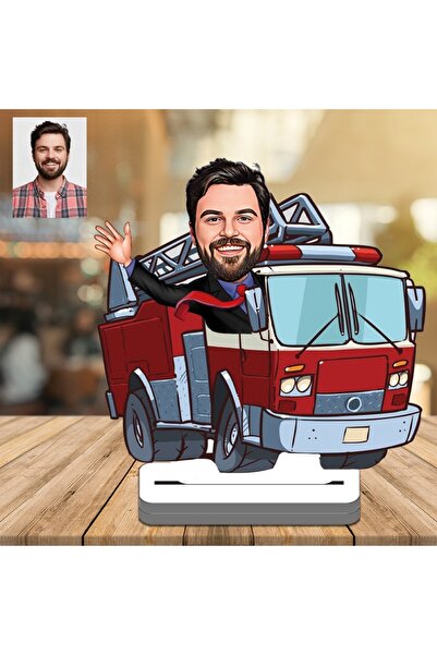 wonderlike İtfaiye Şöförü 3D Ahşap Biblo,Sevgiliye Hediye,Doğum Günü Hediyesi
