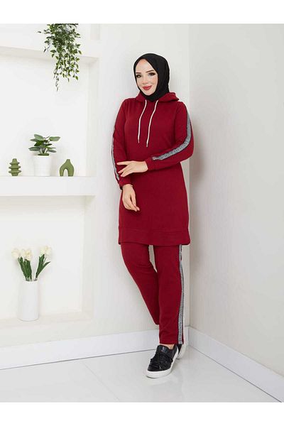 CNG MODA Women's Hooded Sleeve Striped Tracksuit Set