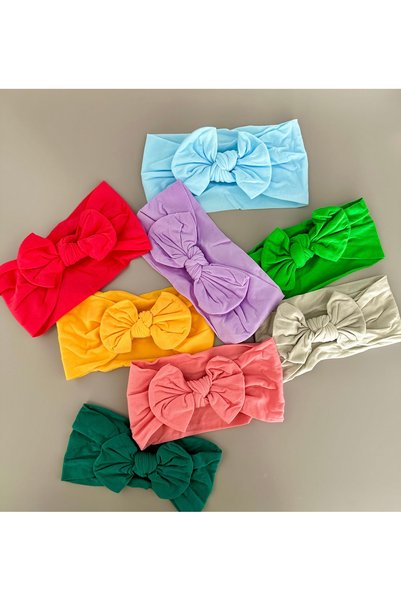 ADEN BEBEK AKSESUARLARI Girl's Baby Bandana Hair Band 8 Pack Extra Flexible and Soft