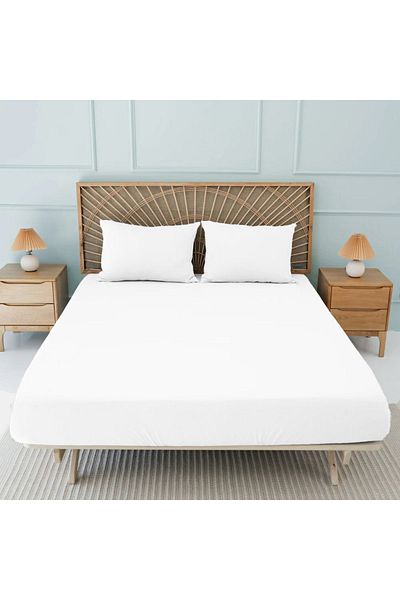 Sabia Double Organic Cotton Sheet Set - 150X200Cm, 30cm Height, Elastic, 62 Strings (155 Tc)