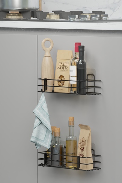 zabata Cabinet Door Shelf Adhesive Set of 2 Kitchen Countertop Organizer Wall Organizer