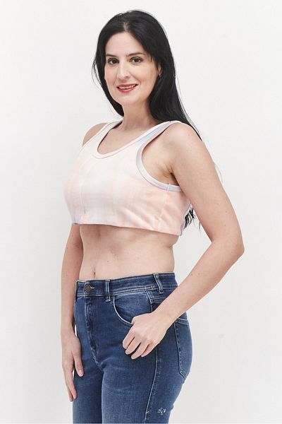 Lost Ink Women Scoop Neck Sleeveless Tie Dye Racer Back Crop Top, Pink Combo