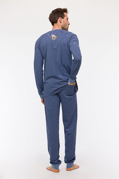 Woody 904-striped Blue Men's Pajamas-pld