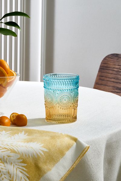 Karaca Sunflower Soft Drink Glass 332 ml Blue Yellow