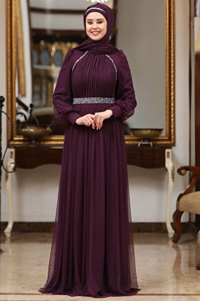 Esilanur Efsane Tesettür Abiye Mor