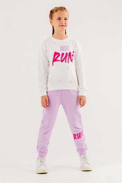 coppa kids 6 Years Old Seasonal Coppa Run Printed Girl-Boy Set - Ecru/Lilac - Frnd00000003-94