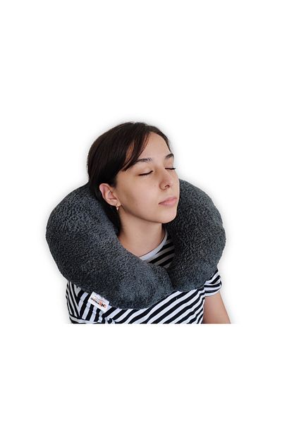 oneplise sineklik sistemleri Gray Orthopedic Travel Neck Pillow - for Car, Bus and Airplane Travel