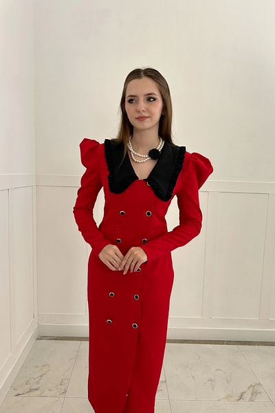 HELİS BUTİK Polina Red Dress - Stylish and Comfortable Design