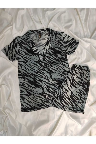 Miss Zebra Patterned Striped Pajama Set