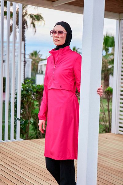Marina Parachute Fabric Pink Full Covered Hijab Swimsuit M2408