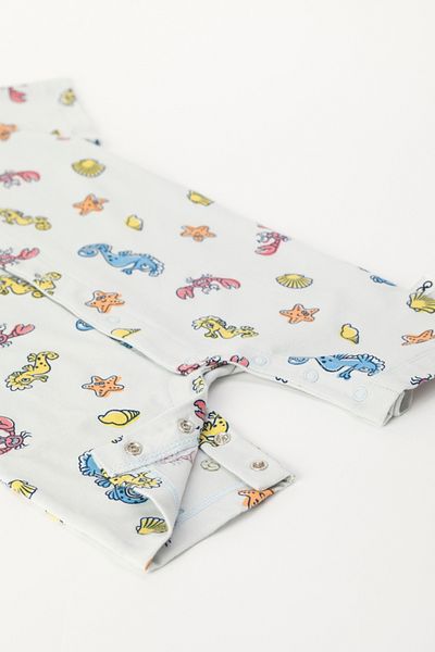 Woody Cotton Baby Rompers-Rba - 923-Sea Printed Blue
