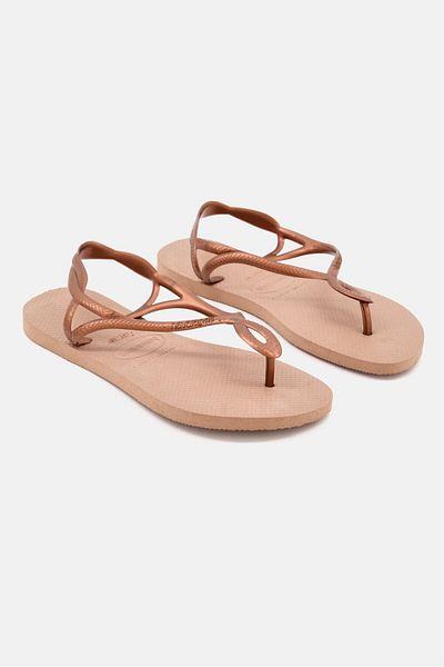 Havaianas حذاء نسائي سهل الارتداء من طراز 2 لونا، باللون الذهبي الوردي