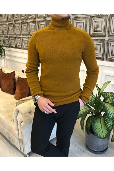 TerziAdemAltun Πλεκτό πουλόβερ με ζιβάγκο ιταλικού στυλ Taba T3929