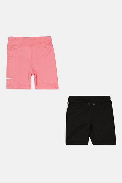 Reebok Kids Girl 2 Pack Sportswear Fit Brand Logo Training Shorts, Pink